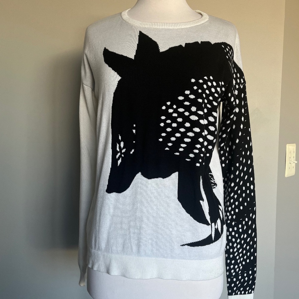 TIBI Rare Armadillo Intarsia White Relaxed Casual Pullover Sweater Top - Picture 8 of 10